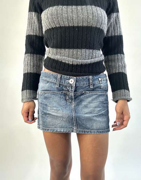 Vintage denim mini skirt in blue - view 1