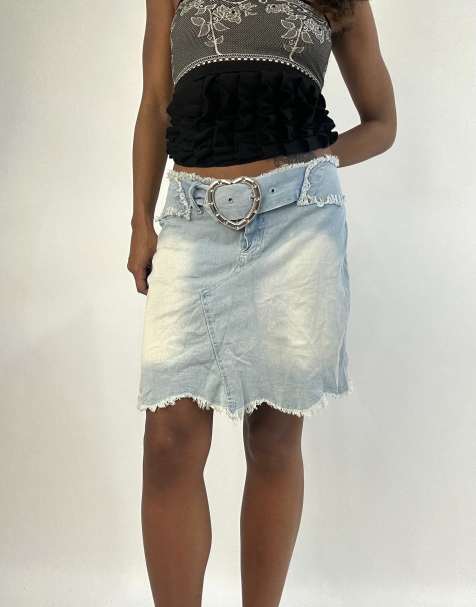 Vintage denim mini skirt in blue - view 1