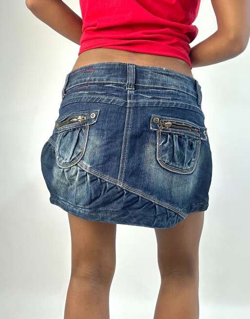 Vintage denim mini skirt in blue, 2 of 4
