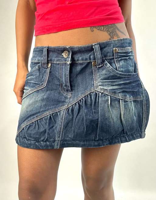 Vintage denim mini skirt in blue, 3 of 4