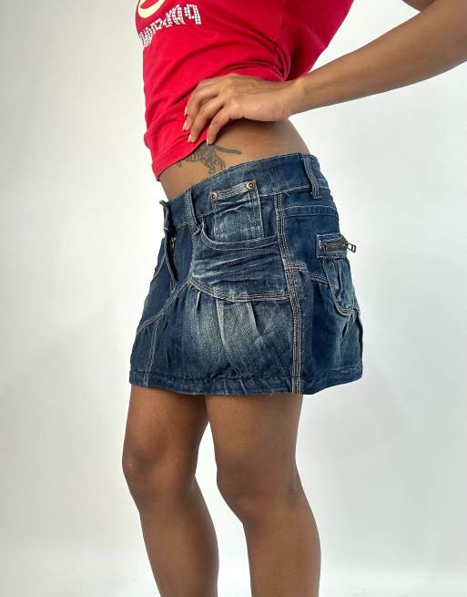 Vintage denim mini skirt in blue, 4 of 4
