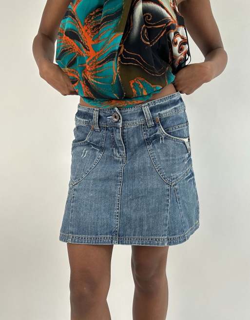 Vintage denim mini skirt in blue