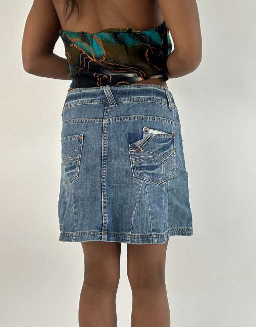 Vintage denim mini skirt in blue, 2 of 4