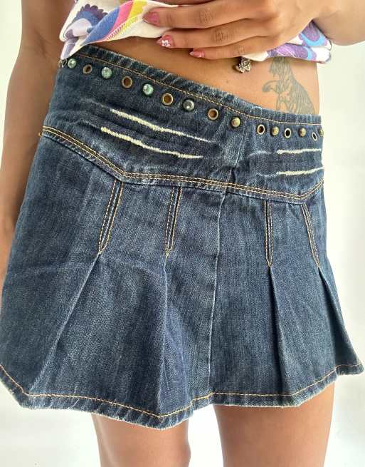 Vintage denim mini skirt in blue, 3 of 4