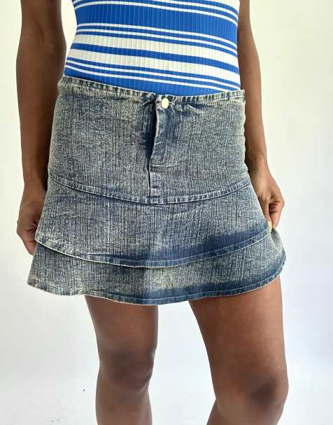 Vintage denim mini skirt in blue - view 1