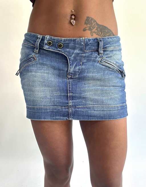 Vintage denim mini skirt in blue