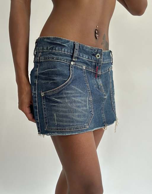 Vintage denim mini skirt in blue, 3 of 4