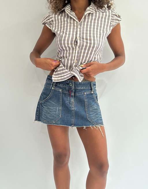 Vintage denim mini skirt in blue, 4 of 4
