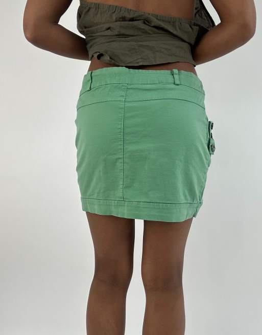 Vintage denim mini skirt in green, 2 of 4