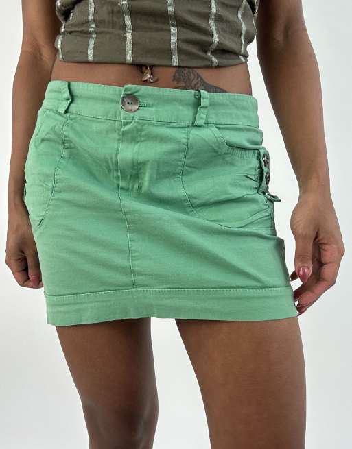 Vintage denim mini skirt in green, 3 of 4