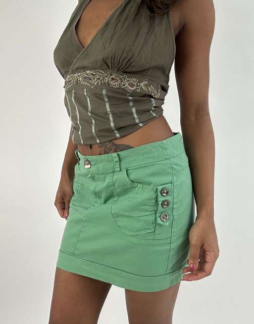 Vintage denim mini skirt in green, 4 of 4