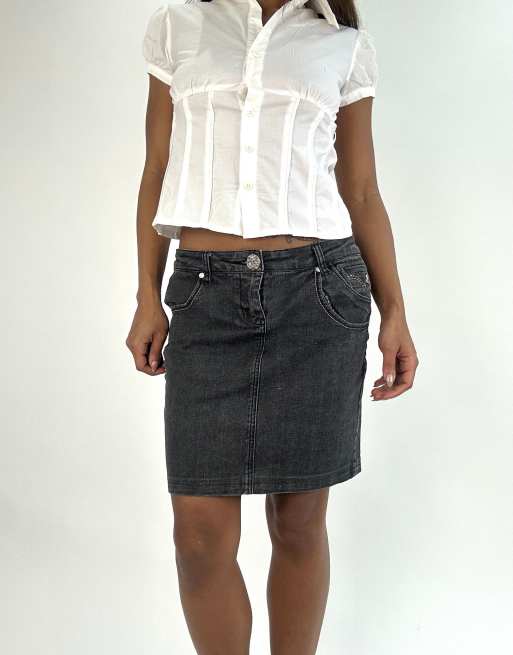 Vintage denim mini skirt in grey, 4 of 4