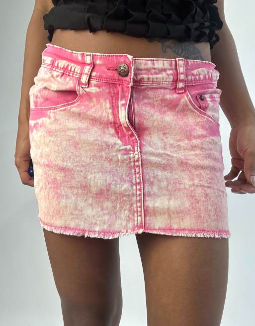 Vintage denim mini skirt in pink, 3 of 4