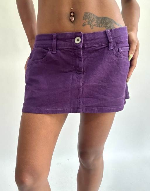 Vintage denim mini skirt in purple, 1 of 4