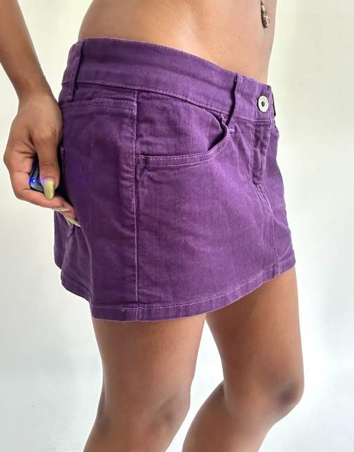 Vintage denim mini skirt in purple, 3 of 4