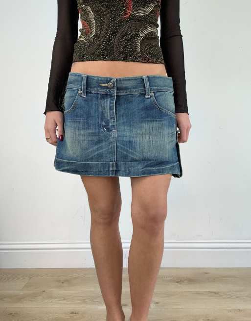 Vintage denim mini skirt with abercrombie spell out in blue