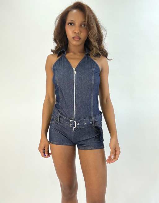 Vintage denim playsuit in blue