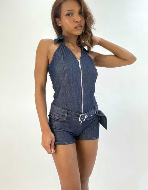 Vintage denim playsuit in blue, 4 of 4