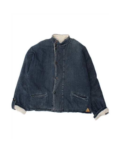 Vintage Denim Sherpa Jacket UK 40 Large In Blue