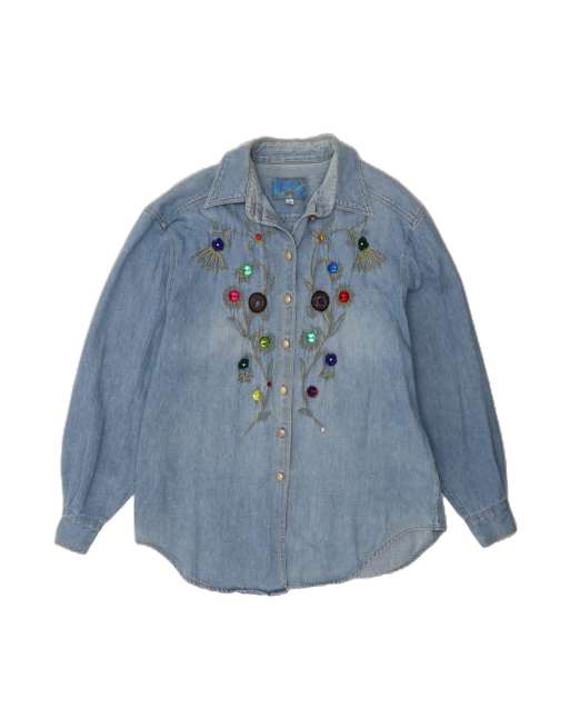 Vintage Denim Shirt EU 40 Medium In Blue