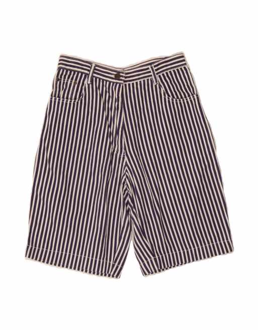 Vintage Denim Shorts EU 40 Medium W28 In Blue Striped