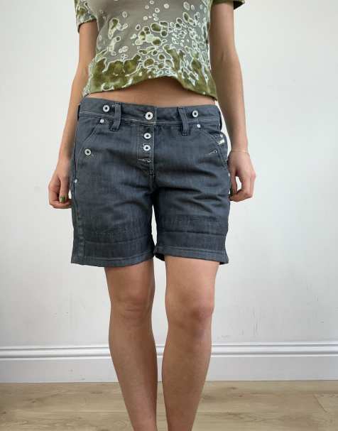 Vintage denim shorts in grey - view 1