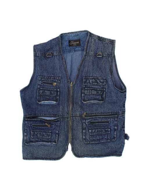 Vintage Denim Utility Gilet UK 46 3XL In Blue