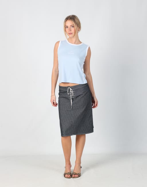 Vintage Denny Rose L denim midi skirt in blue