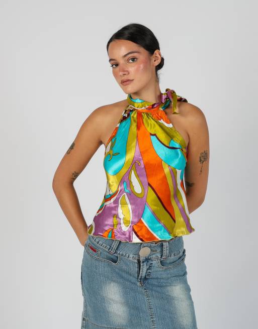 Vintage Denny Rose M woven top in mustard yellow, 3 of 4