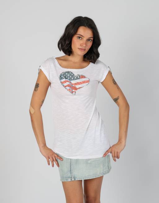 Vintage Denny Rose S baby tee in white