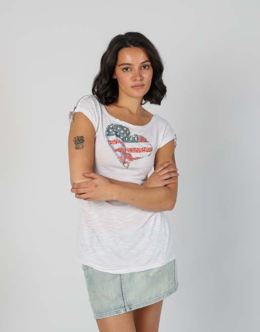 Vintage Denny Rose S baby tee in white, 3 of 4