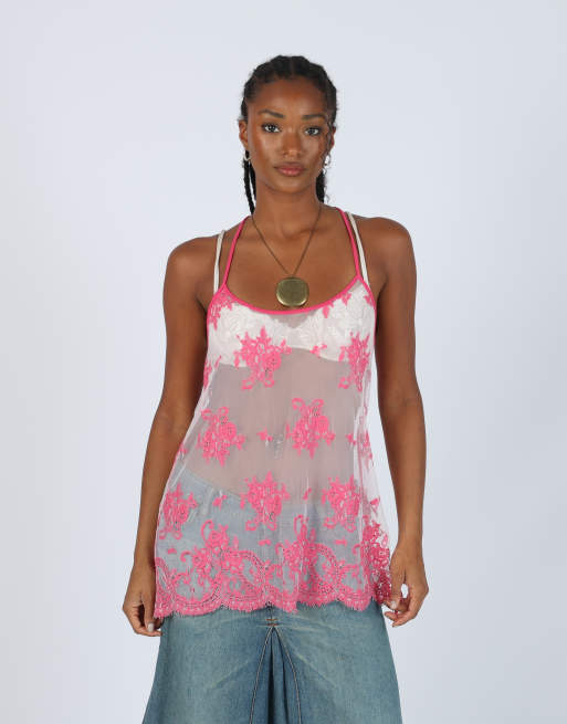 Vintage Denny Rose S cami in baby pink