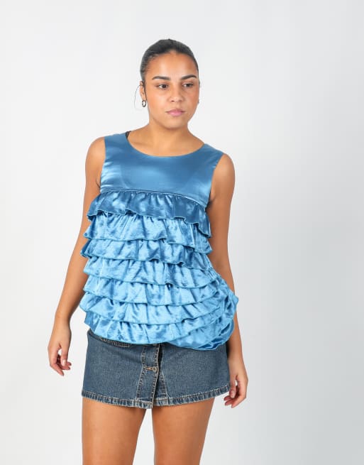 Vintage Denny Rose S cami in blue, 3 of 4
