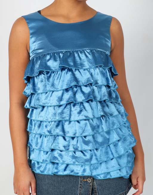 Vintage Denny Rose S cami in blue, 4 of 4