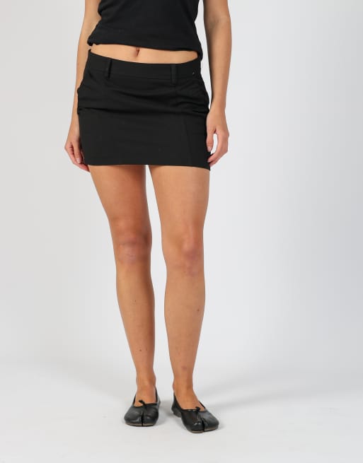 Vintage Denny Rose S woven mini skirt in black, 2 of 4