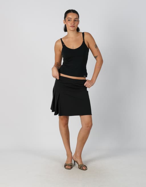 Vintage Denny Rose S woven mini skirt in black, 1 of 4