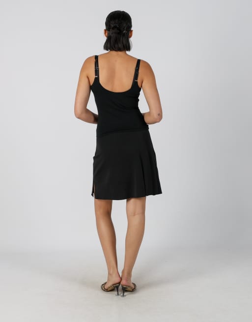 Vintage Denny Rose S woven mini skirt in black, 3 of 4