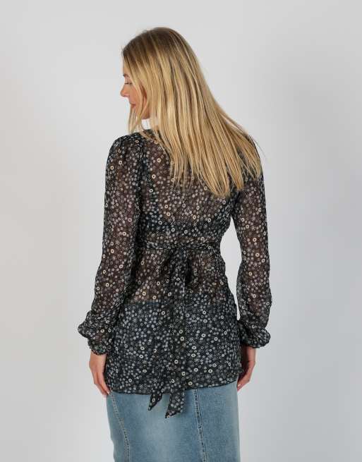 Vintage Denny Rose S woven top in black, 2 of 4