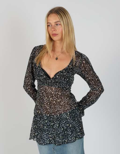 Vintage Denny Rose S woven top in black, 3 of 4