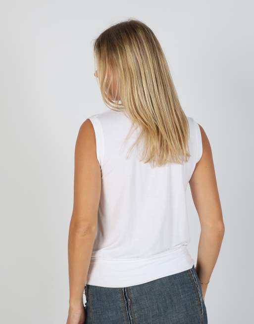 Vintage Denny Rose S woven vest in white, 2 of 4