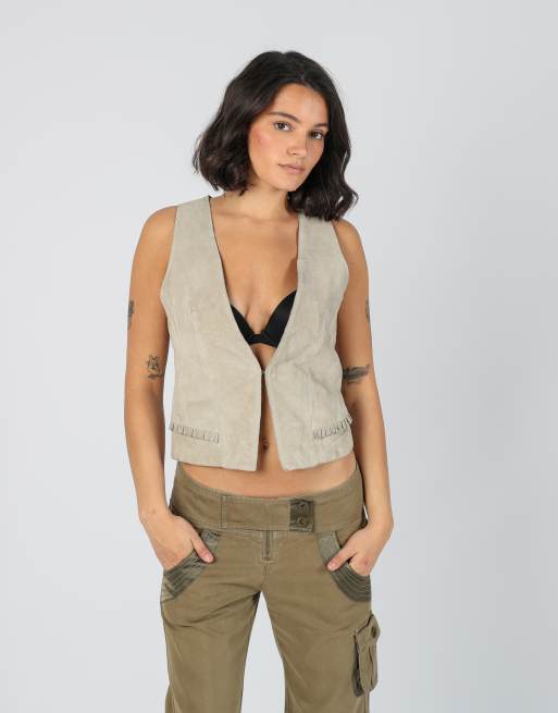 Vintage Dept S woven top in beige, 3 of 4