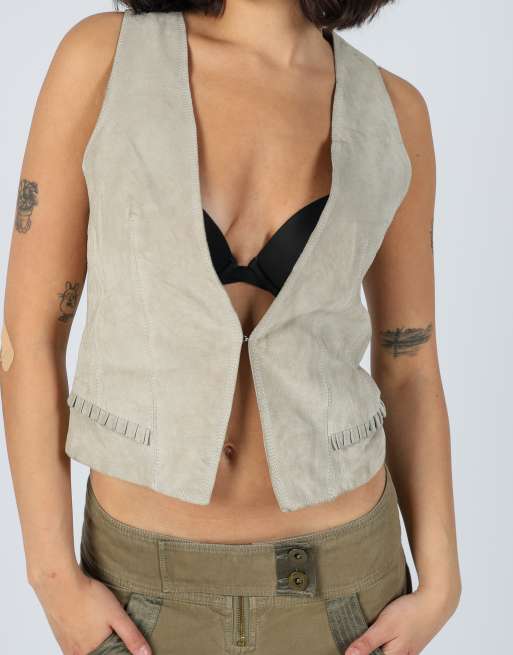 Vintage Dept S woven top in beige, 4 of 4