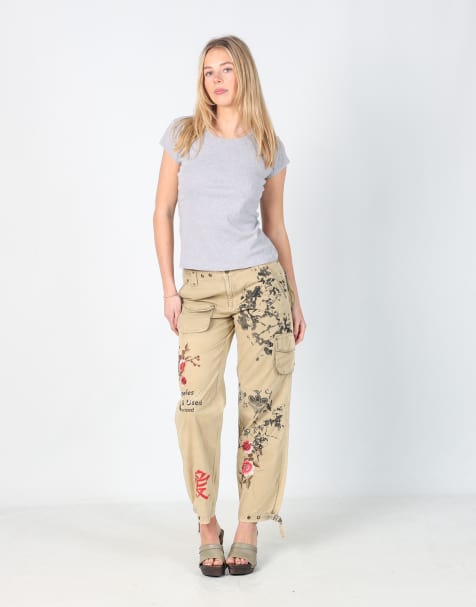 Vintage Derhy S cargo pants in tan - view 1