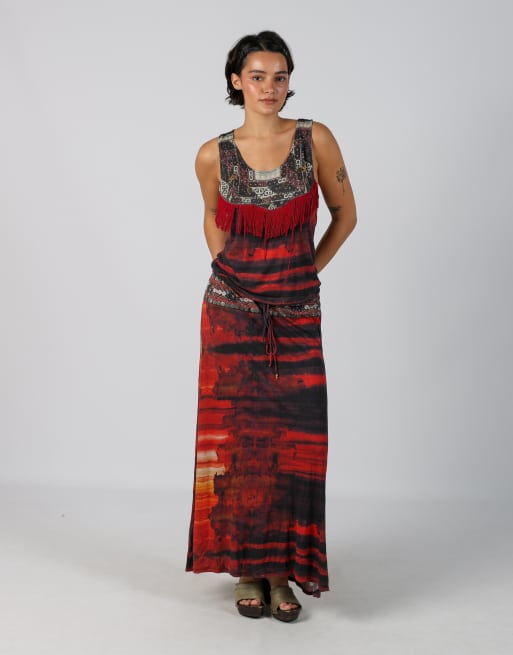 Vintage Desigual M woven maxi dress in red, 1 of 4