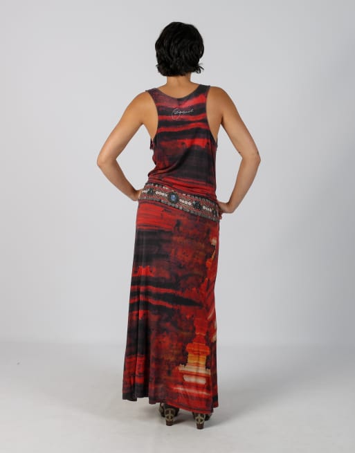 Vintage Desigual M woven maxi dress in red, 3 of 4