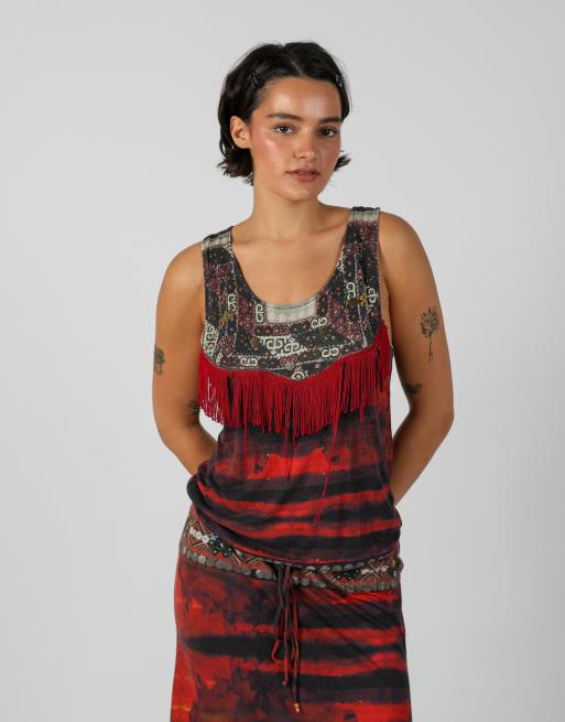 Vintage Desigual M woven maxi dress in red, 4 of 4