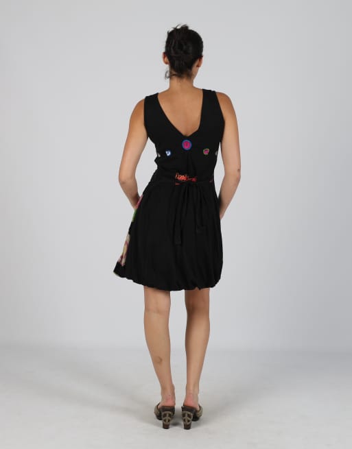 Vintage Desigual M woven midi dress in black, 3 of 4