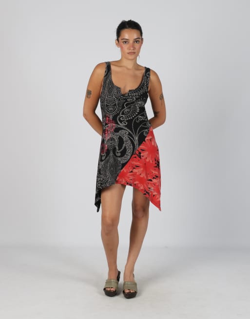 Vintage Desigual M woven midi dress in black
