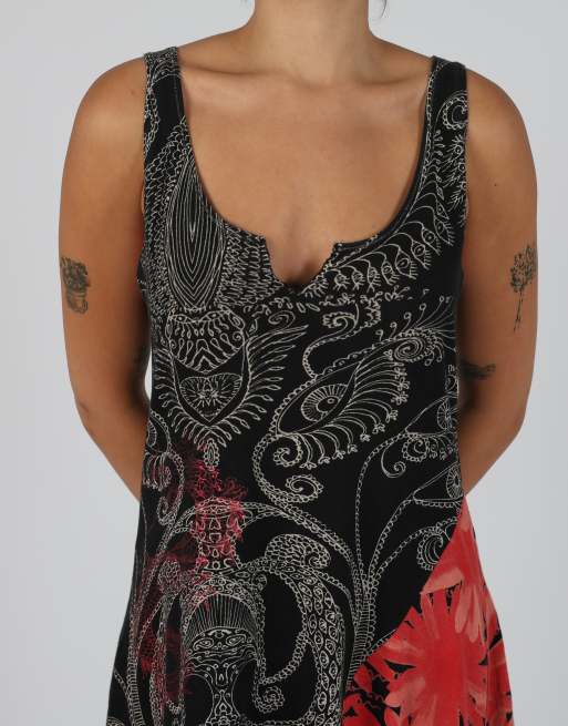 Vintage Desigual M woven midi dress in black, 4 of 4