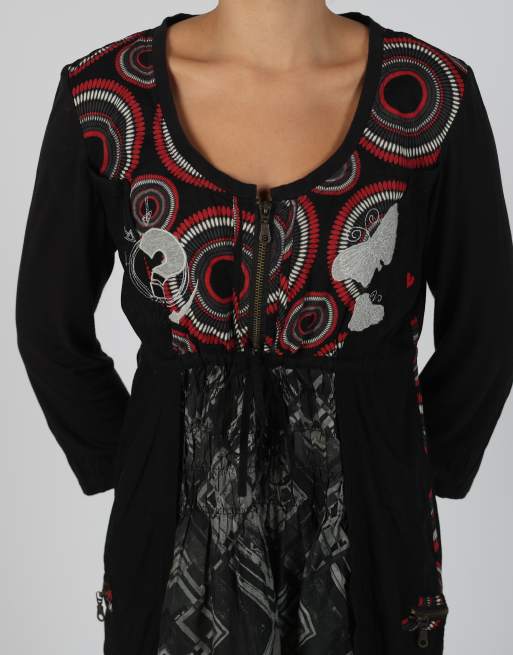 Vintage Desigual M woven midi dress in black, 4 of 4
